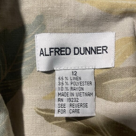 Alfred Dunner Blazer Womens 12 Linen Jacket Beige Leaves Coastal Multicolor - Picture 2 of 5